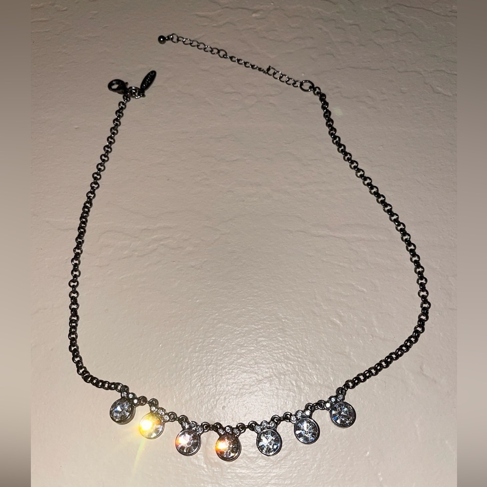 NWOT Aeropostale gunmetal CZ adjustable necklace 20” max length 17” shortest